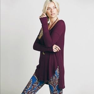 Free People Purple Top School Long Shirt Plum S